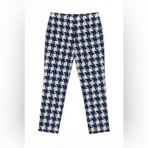 Zara Basic Navy Houndstooth Slim Ankle Pants | Y2K Preppy Workwear Trousers L